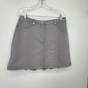 IBKUL Skort Gingham Check Black White Sz 8 Golf Tennis Stretchy Pleated Hem